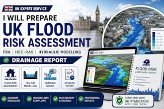 prepare UK flood risk assessment fra hec ras hydraulic modelling drainage report