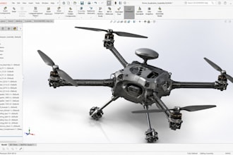 do realistic 3d cad design for drone with controller design, pcb manufacturing