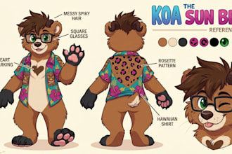 create a furry reference sheet, fursona ref sheet and character design