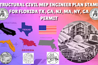 structural civil mep engineer plan stamp for florida tx, ga, nj, ma, ny, permits