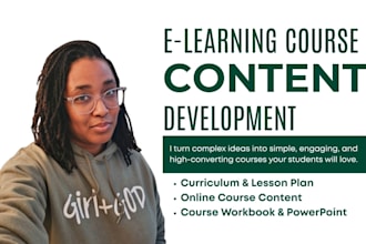 create course content, curriculum, lesson plan and workbooks