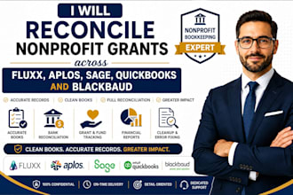 reconcile nonprofit grants across fluxx, aplos, sage, quickbooks and blackbaud