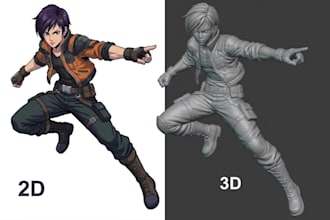 convert 2d to 3d model, 3d character, image to stl 3mf for 3d printing