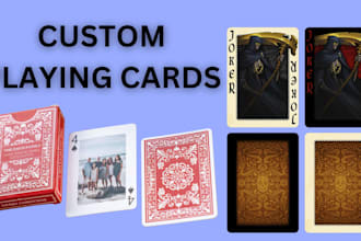 design custom playing cards 52 card deck poker cards and card box illustration