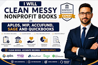 clean messy nonprofit books in aplos, mip, accufund, sage and quickbooks