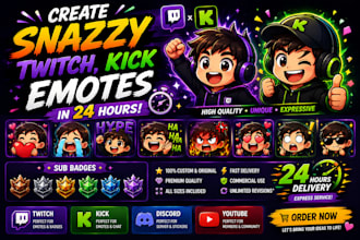 create snazzy twitch, kick emotes in 24 hours