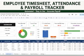 build automated employee timesheet attendance payroll tracker excel google sheet