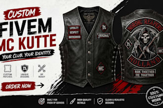 design custom fivem mc kutte, biker vest and motorcycle club patches