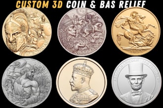 sculpt 3d bas relief coin portrait medallion stl for cnc carving or 3d printing
