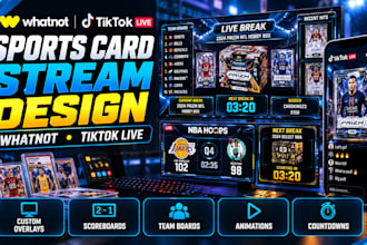 design custom sports card overlays for whatnot and tiktok live