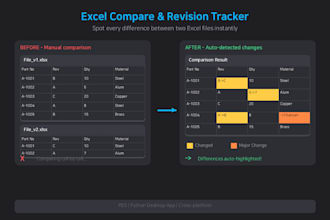 provide an excel compare and revision tracker for windows and mac