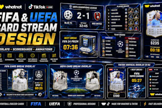 design custom whatnot and tiktok FIFA and uefa sports card overlays