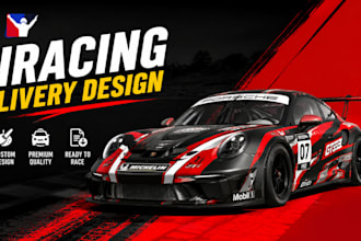 design custom iracing paint scheme and racing livery for porche gt3, bmw, nascar