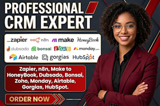 zapier n8n make to honeybook dubsado bonsai zoho monday airtable gorgias hubspot