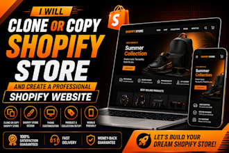 clone or copy shopify store and create a professional shopify website