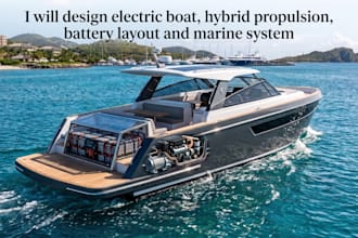 design electric boat, hybrid propulsion, battery layout and marine system