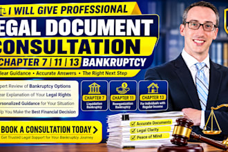 give professional legal document consultation on chapter 7 11 13 bankruptcy