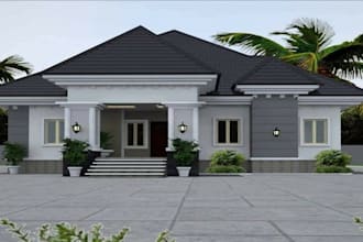 3d render architectural exterior design, commercial house