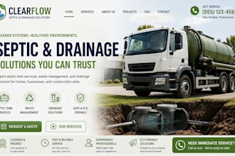 design wix septic tank website waste management drainage contractor website