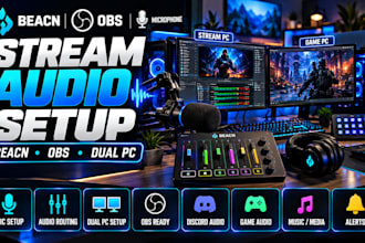 set up beacn studio, microphone and dual PC audio for streaming