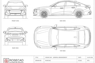 do 2d cad drawing for automotive car part, 2d sketch and manufacturing details
