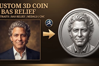 sculpt 3d bas relief portrait, coin medallion, pendant for stl cnc 3d printing
