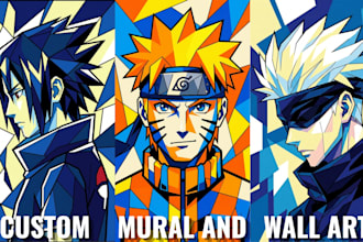 draw custom mural art, anime mural, decal design, printable graffiti wall art