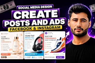 design facebook ads, instagram ads, social media posts, and meta ad creatives