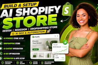 build setup ai shopify store design redesign dropshipping store aiseo automation