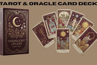design custom tarot cards, oracle cards, spiritual deck and card game