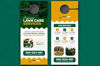 design door hanger, flyer for solar, real estate, lawn care, plumbing, cleaning