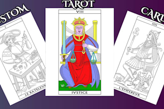 draw, design custom tarot card,oracle, spiritual art, playing cards, digital art