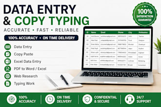 do accurate data entry and copy typing