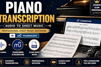 do piano transcription into professional sheet music notation in musescore
