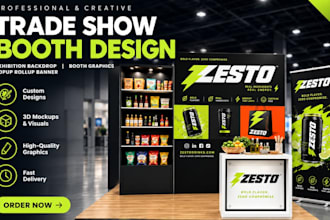 design trade show booth, exhibition backdrop booth graphics, popup rollup banner