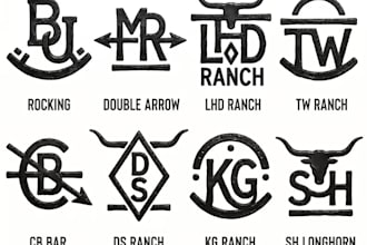 make vintage cattle brand western ranch cowboy texas logo and livestock branding