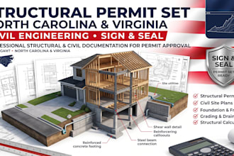 produce structural permit set fr north carolina and virginia with civil engineer