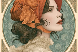 design art nouveau neo traditional vintage portrait