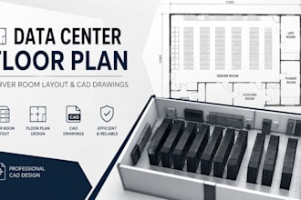 design data center floor plan, server room layout and cad drawings