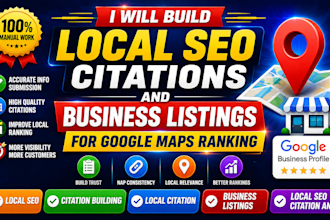 build local SEO citations and business listings for google maps ranking