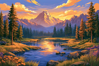 draw professional vector landscape illustration