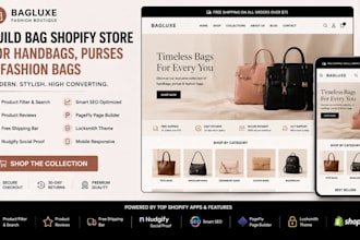 build bag shopify store for handbags purses and fashion bags