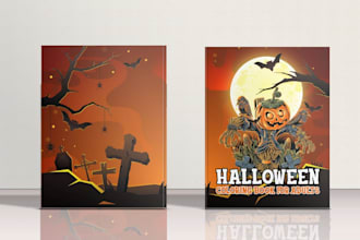 create spooky adult coloring book pages, covers and halloween art