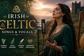 sing custom irish song, ethereal vocals, folk music, meditation song, medieval