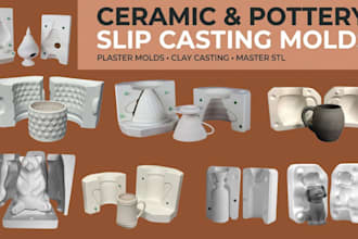 design custom slip casting ceramic pottery plaster mold 3d printing stl file