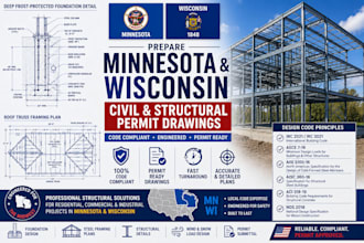 prepare minnesota and wisconsin civil structural permit drawings