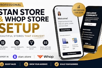 setup and optimize stan store, gumroad, whop and beacons for sales