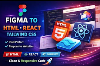 convert figma design to HTML CSS javascript tailwind and react
