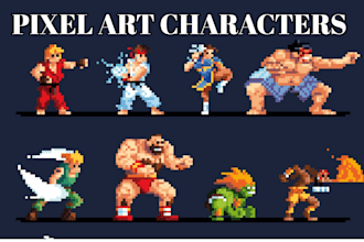 create pixel art character game design street fighter rpg pvp for indie games