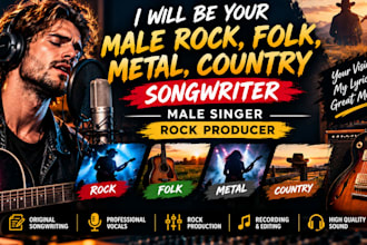 be your male rock, folk, metal, country songwriter, male singer, rock producer